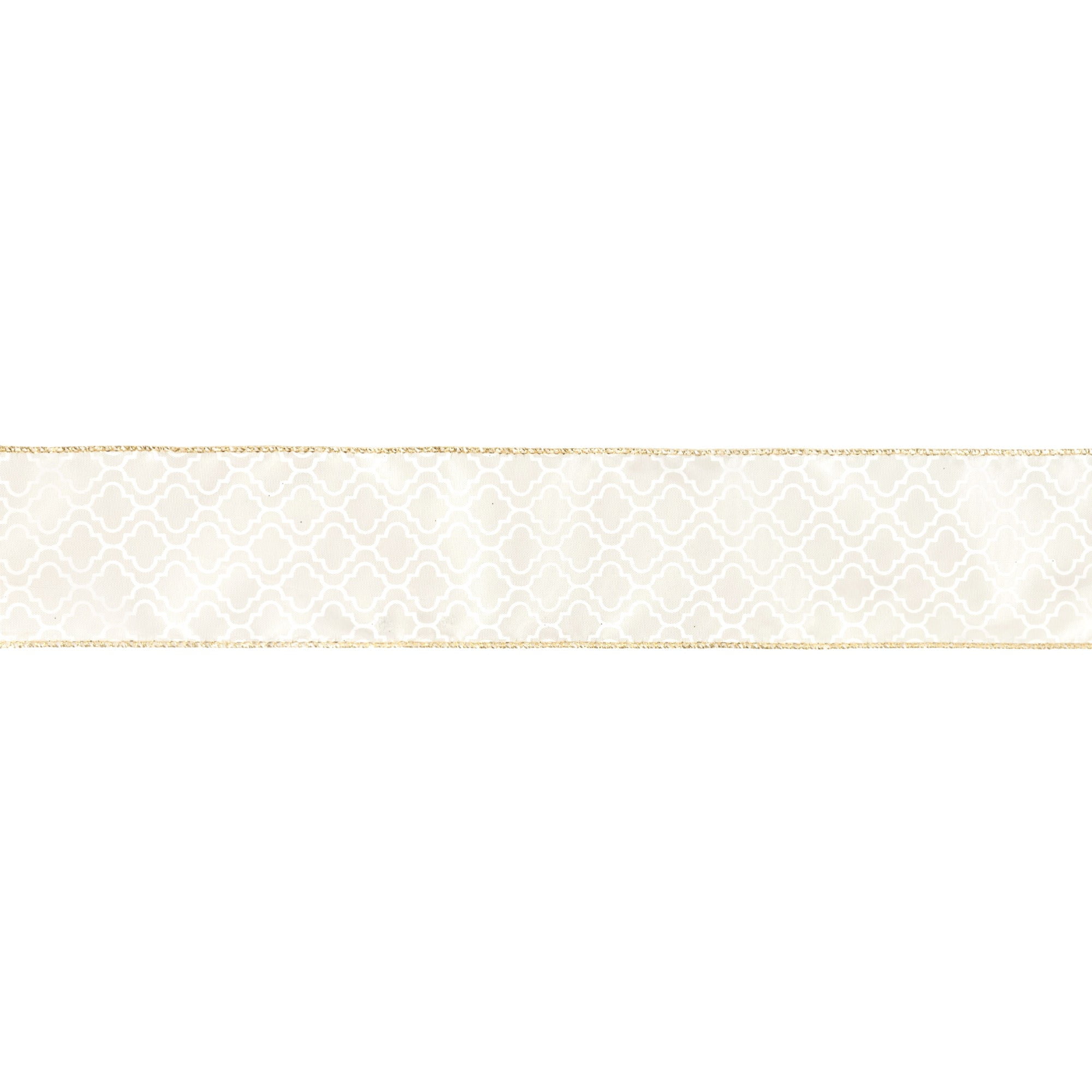 LaRibbons 2 1/2" Wired Ribbon, Geometry on Ivory, 10 Yard Roll