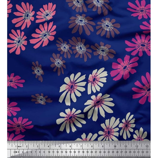 Soimoi polyester Crepe Fabric Artistic Flower Fabric Prints By Yard 52 Inch Wide