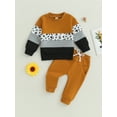 thumbnail image 2 of xiaxaixu Baby Boys Pants Set, Long Sleeve Crew Neck Contrast Color Sweatshirt with Elastic Waist Sweatpants Infant Clothes, 2 of 8