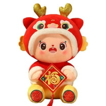 BGZLEU Chinese New Year Dragon Stuffed Animal Mascot Dragon Plush Toy for Spring Festival 2024 Chinese New Year Soft Plush Dragon Mascot Doll for Lunar New Year Souvenir Gift (Red, 7.9 Inch)