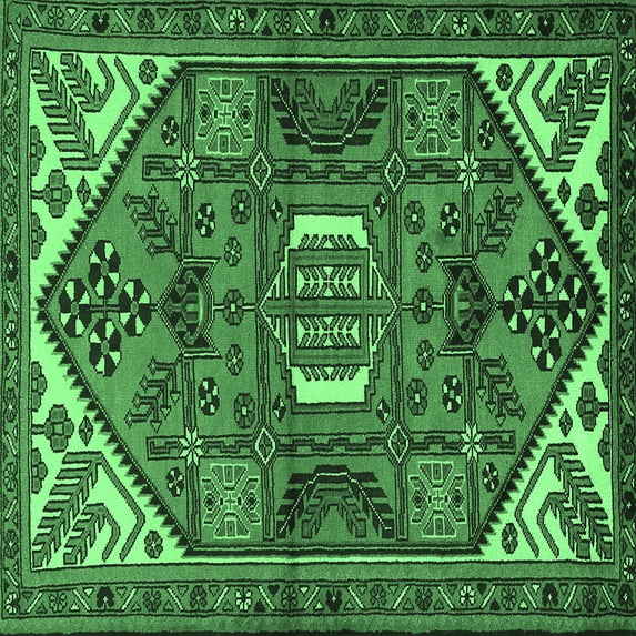 Ahgly Company Indoor Square Persian Emerald Green Traditional Area Rugs, 3' Square