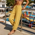 thumbnail image 4 of Jerdar Women's Linen Elastic High Waist Jogger Pants Casual Drawstring Trousers with Hollow Out Trim and Pockets Loose XL, 4 of 7