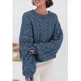 thumbnail image 3 of PRETTYGARDEN Womens Sweaters Spring 2025 Cable Knit Long Sleeve Crewneck Oversized Sweater Chunky Pullover Loose Outfits, 3 of 7