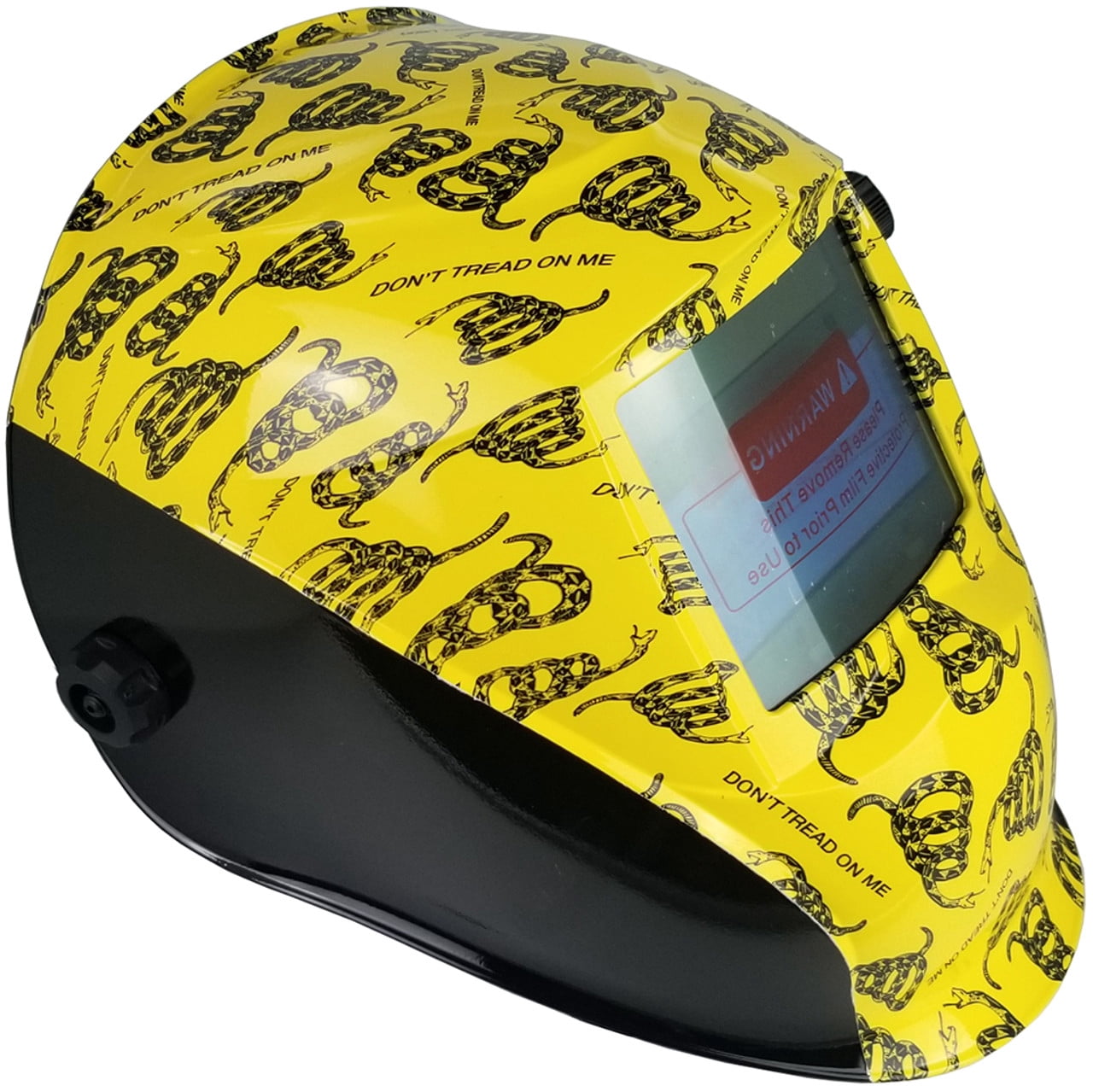 Don't Tread On Me Yellow Pattern Hydro Dipped Auto Darkening Welding Helmets
