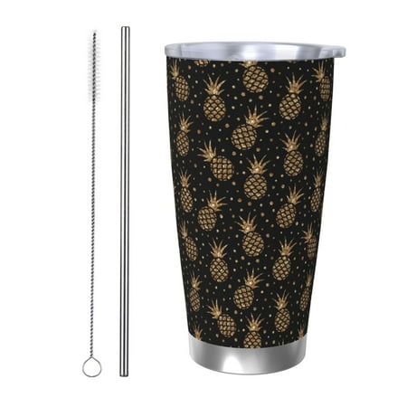 

Junzan Gold Glitter Pineapples for 20oz Stainless Steel Insulated Car Cup with Spillproof Lid - Insulated Coffee Mug Thermal Cup-Straw Two-piece Set