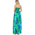 thumbnail image 3 of LA LEELA Women's Beach Maxi A-Line Casual Summer Slit Party Strapless Tube Top Dress One Size Sky, Leaves, 3 of 5