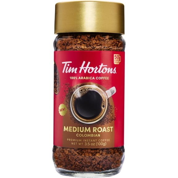 Tim Hortons Colombian Instant Coffee, 100% Arabica Medium Roast, 3.5 oz Jar