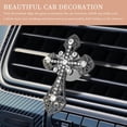 thumbnail image 3 of Shiny cross vent clips, crystal stone decorated car decoration clips, crystal diamond air freshener vent clips, car shiny dashboard vent outlet decorations, suitable for most vehicles (black, style 1, 3 of 5