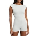 thumbnail image 2 of Women Solid Color Playsuits 1/4 Sleeve Summer Backless Jumpsuits Slim Casual Short Rompers Clubwear, 2 of 10