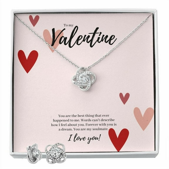 To My Valentine Necklace Love Knot Earring and Necklace Set To My lover Gift