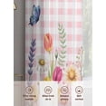 thumbnail image 6 of Wildflowers Sheer Curtains 54 Inch Length 2 Panels Set Window Treatments, Spring Watercolor Tulip Floral Leaf Pink Plaid Rod Pocket Semi Curtains for Living Room/Bedroom/Kitchen Décor, 104"W x 54"L, 6 of 7