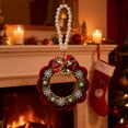 thumbnail image 5 of Christmas Wreath Garland, Rattan Ring Pendant Decor, Plastic Holiday Decoration, Red Bells and Bows, Home Door Hanging, 5 of 8