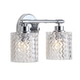 thumbnail image 4 of JONATHAN Y Spaulding Vintage 13" 2-Light Iron/Chevron Pattern Glass Farmhouse Cottage LED Vanity Light, Chrome, 4 of 8