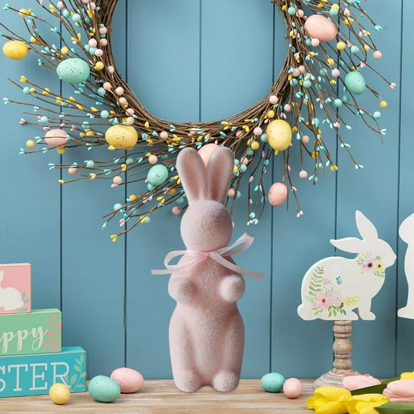 Binwennn Cute Easter Bunny With Miniature Tabletop Decoration Realistic Imitation Bunny Suitable For Family Living Rooms Cute Spring Seasonal Decoration Teacher Ornament Bulk Christmas Decorations