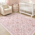 thumbnail image 3 of Pink Rug for Bedroom Girls, 5x7 Washable Rug for Floral Nursery Decor, Cute Soft Low-Pile Non Slip Indoor Floor Carpet for Baby Kids Room Playroom Living Room Dorm, 3 of 8