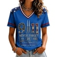 thumbnail image 2 of 9/11 25th Anniversary Shirt Womens WE Will Never Forget Tee Shirts | Lightweight Fabric, V Neck Short Sleeve Tops, American Flag, 2001-2026 25Th Anniversary Tops, Patriotic Honor Tee Shirt Blue,S, 2 of 5