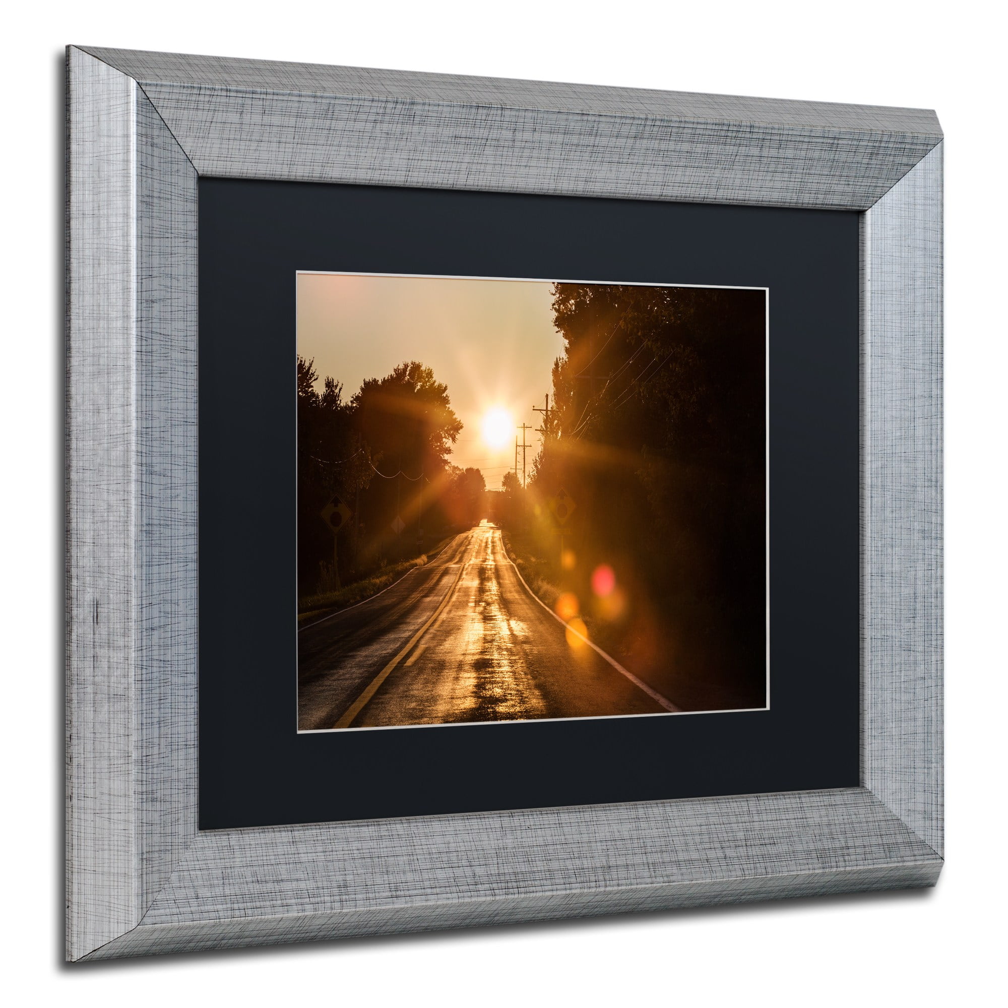 Trademark Fine Art "Sun Soaked Road" Canvas Art by Jason Shaffer, Black Matte, Silver Frame