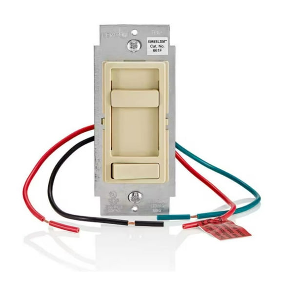 Leviton Sure Slide Ceiling Fan Wall Switch, Quiet 3-Speed Fan Control, 1.5 Amps, Ivory 661F-10I