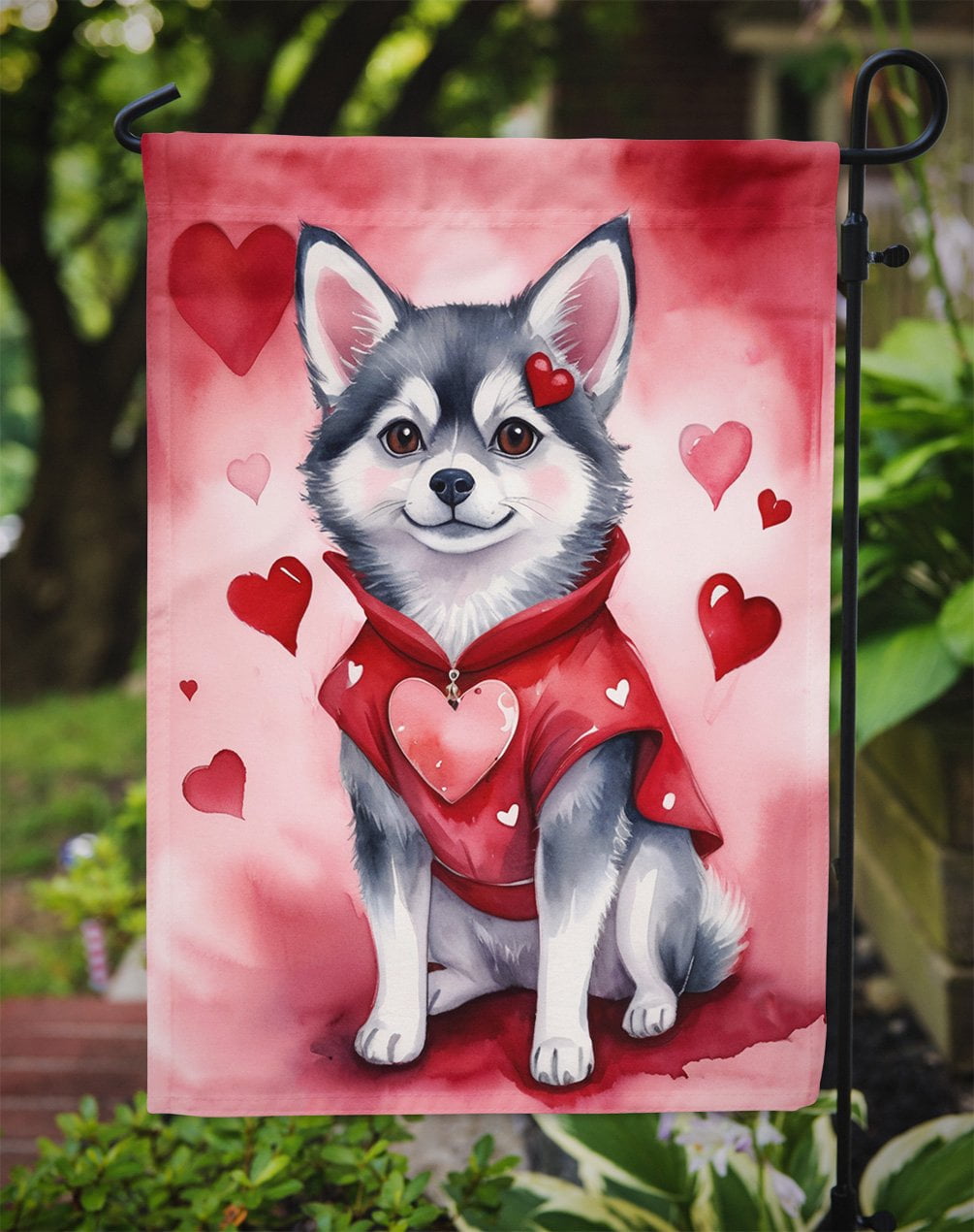 Alaskan Klee Kai My Valentine Garden Flag 11.25 in x 15.5 in