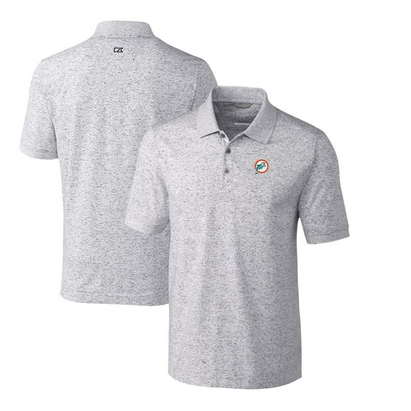 Men's Cutter & Buck Steel Miami Dolphins Advantage Tri-Blend Space Dye Throwback Polo