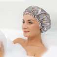 thumbnail image 3 of Uralili 4 Pack Large Shower Caps For Women Reusable Waterproof Hair Cap, 3 of 7