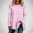 thumbnail image 2 of hxobax Oversized Striped Pullover Tops for Womens Colorblock Long SLeeve Raglan Shirts Tunics Blouse, 2 of 6