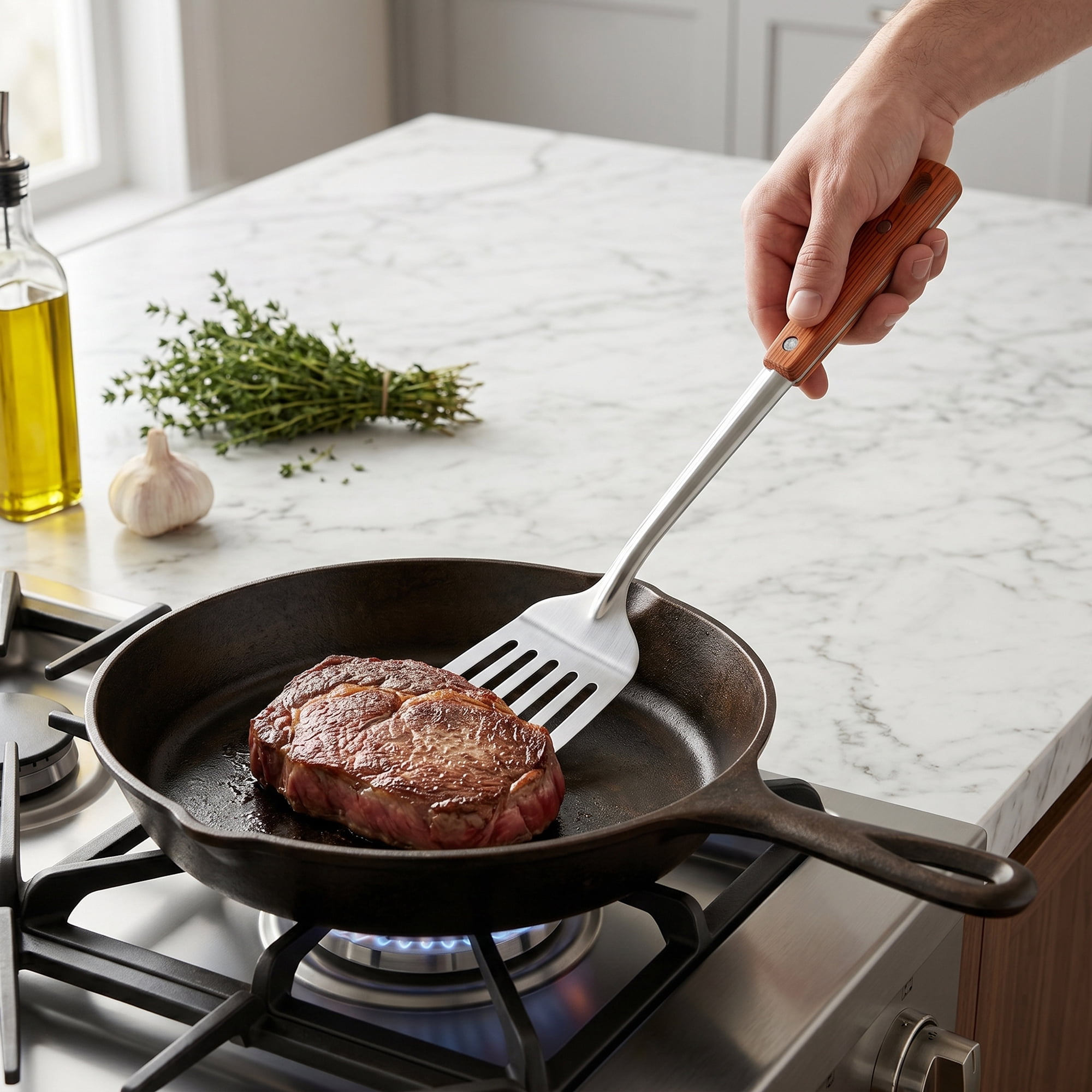 Unique Bargains Cooking Utensil Set, Stainless Steel Kitchen Gadgets Silver-Wood B 3pcs