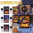 thumbnail image 3 of Bandera de jardín de temporada con energía solar, bandera de jardín iluminada de Navidad, bandera de jardín iluminada al aire libre de doble cara de 12 × 18, decoración de Halloween, Navidad,, 3 of 7