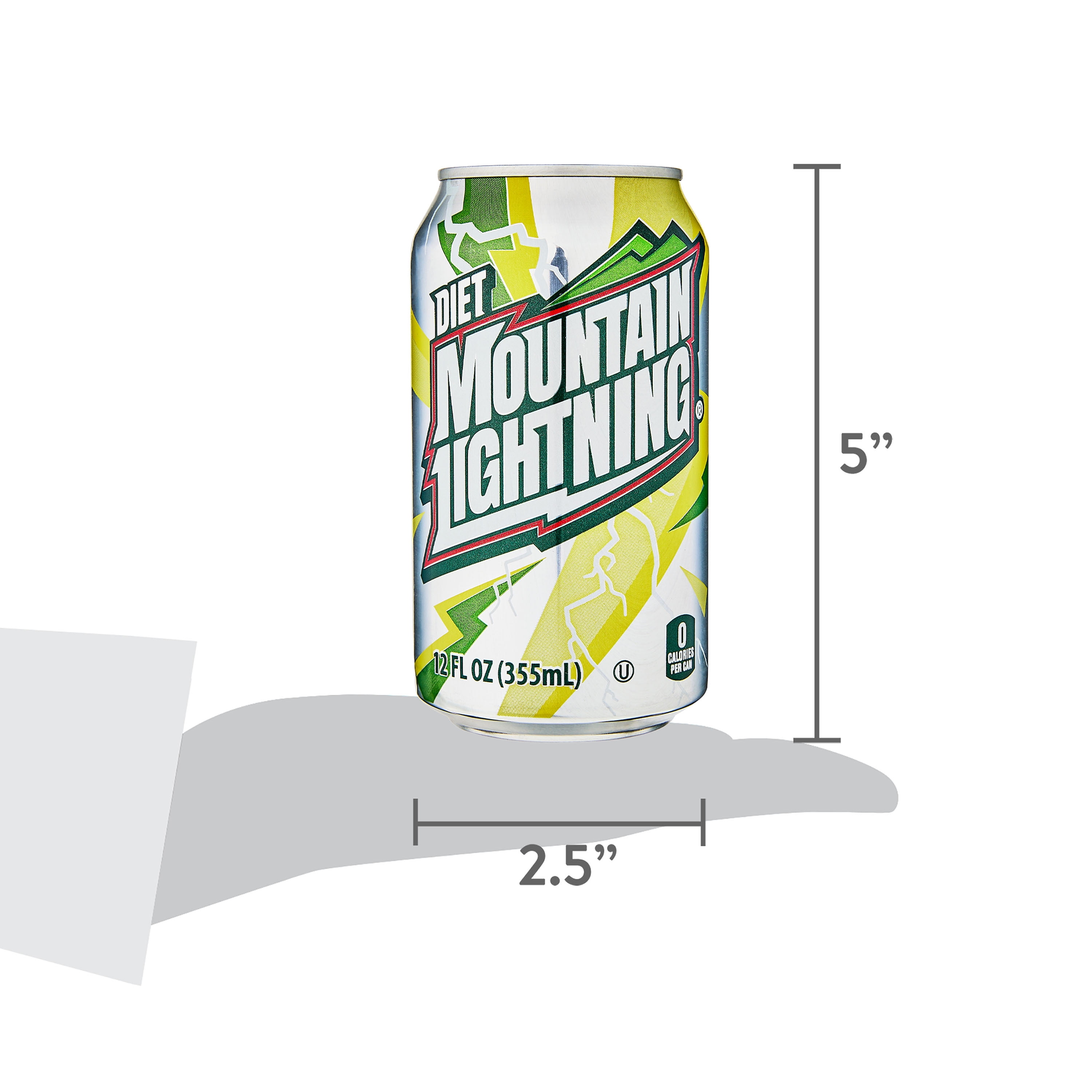 (2 pack) Great Value Diet Mountain Lightning Citrus Flavored Soda Pop, 12 fl oz, 12 Pack Cans