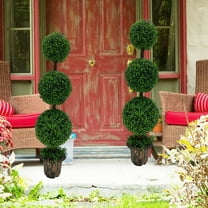 HASACHYL 4 Ft Artificial Boxwood Topiary Tree Fake Greenerys Plants Ball Tree Leaves Cement Filled Plastic Flower Pot Decorative Trees For Home Office Indoor Outdoor