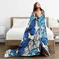 thumbnail image 5 of Kll Fleece Blanket Plush Throw Blanket Blue And White Butterflies,Soft Fuzzy Cozy Flannel Blanket For Couch Sofa Bed.(60"X50"), 5 of 9
