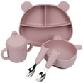 thumbnail image 1 of 5PCS Baby Feeding Set Food-grade Silicone Bear Shape Baby Tableware Set for Home, 1 of 7