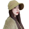 thumbnail image 4 of Fashion Wide Brim Foldable Portable Sun Hat Beach  Caps Quick-drying Visors Bucket Hat BLACK, 4 of 8