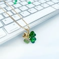 thumbnail image 5 of Four Leaf Clover Necklace - Green St.Patrick's Day Earrings - Irish Jewelry (Gold Brooch & Necklace), 5 of 9