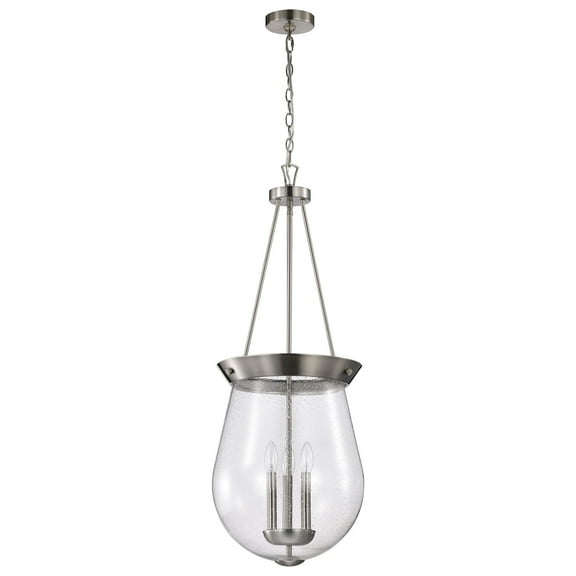 Nuvo Lighting Boliver 3 Light Pendant - 14 Inches - Brushed Nickel Finish - Clear Seeded Glass - Brushed Nickel