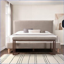 48 Inch Modern Upholstered Bench with Metal Frame | Entryway/Living Room/Bedroom | Slate Gray Boucle