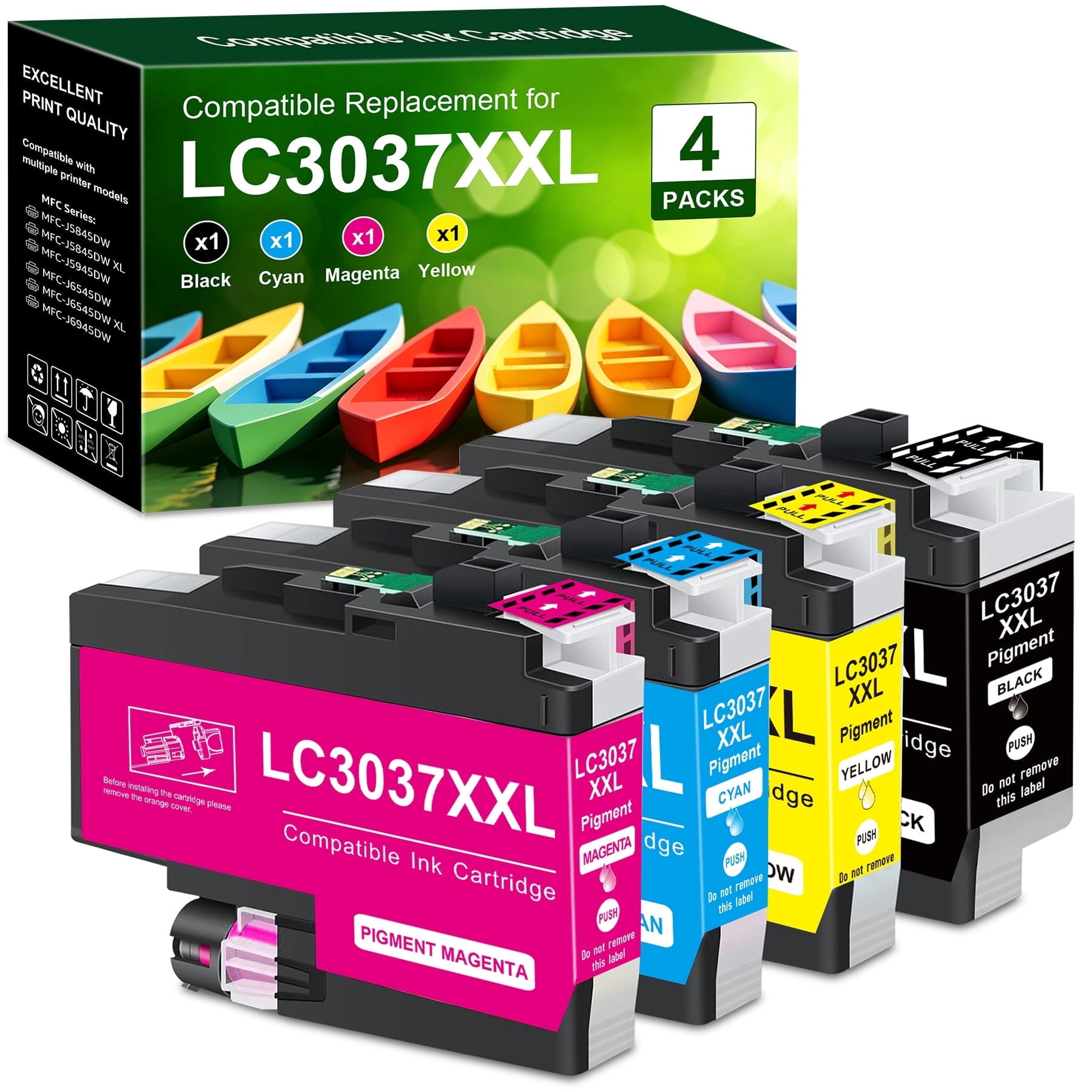 LC3037 XXL Ink Cartridges Replacement for Brother LC3037 Ink Cartridge Compatible with Brother MFC-J5845DW Ink MFC-J6545DW MFC-J6945DW MFC-J5945DW Printer LC3037 bk/c/m/y Ink Cartridges-4PK