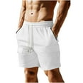 thumbnail image 3 of qolati Mens Cargo Shorts Elastic Waist Drawstring Running Hiking Bermuda Shorts Knee Length Casual Summer Beach Shorts with Multiple PocketsWhiteM, 3 of 6