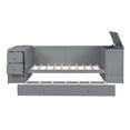 thumbnail image 5 of Twin Size Wood Daybed Bed with Storage Arms, Trundle and Charging Station, Wood Slats Support, Platform Bed with Twin Size Trundle, No Box Spring Needed, Easy Assembly(Gray, Twin), 5 of 11