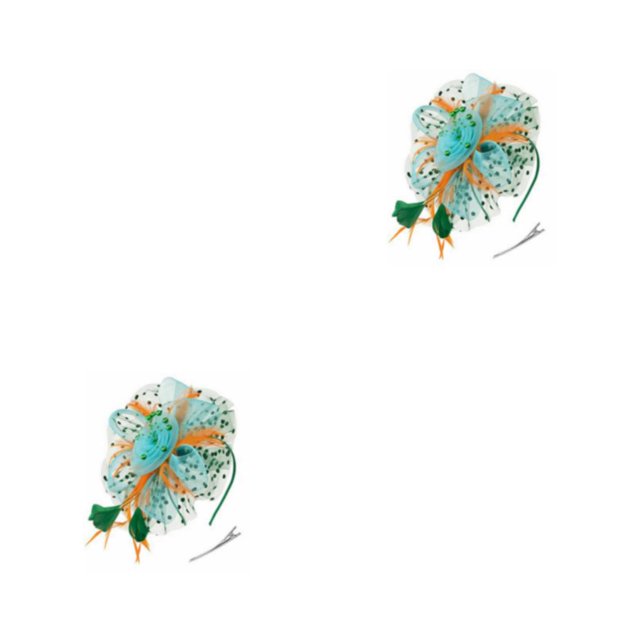 Minnieouse Vintage Women Plume Fascinator Retro Style Velo Hat Diadema Flower Headwear para Club Horse Racing Events Green blue verde azul naranja 2piezas