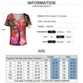 thumbnail image 5 of DYMADE Womens Multi Color Tree Printed V Neck Short Sleeve Casual Tops Shirt, 5 of 6
