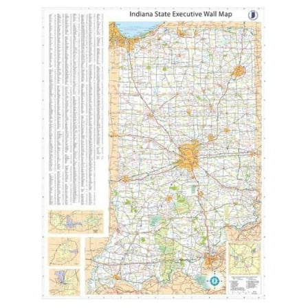 36x54 Indiana State Official Executive Laminated Wall Map