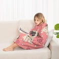 thumbnail image 4 of Pug and Love Heart Blanket Hoodies for Kids 6-13YR Oversize Wearable Blanket Hoodies for Boys Girls Teens, 4 of 7