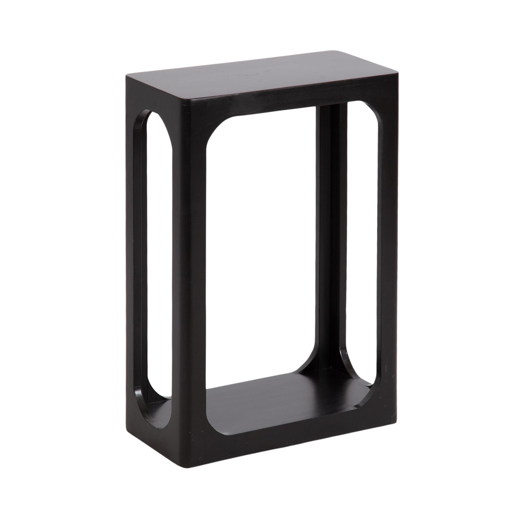 Kate and Laurel Dahl Modern Slatted Wooden Slim Side Table, 16 x 8 x 24, Black, Transitional Wood Narrow End Table for Use as Living Room Plant Stand or Small Bedroom Nightstand