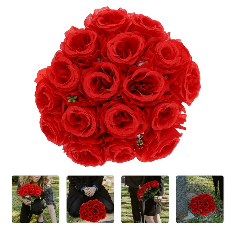 Rose Artificial Flowers Flower Bouquet Wedding Cemetery Fake Silk