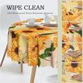 thumbnail image 5 of Sunflower Round Tablecloths 60 Inch Retro Watercolor Sunflowers Table Cloth Wipeable Table Cover Protector Vintage Yellow Floral Table Covers for Party, Kitchen, Picnic, Dinning, Weddings, 5 of 6