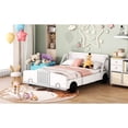 thumbnail image 4 of White Car Platform Bed With Plywood And Easy-move Wheels Full Size Car-shaped Wheels, - For A Good Night's Rest, 4 of 6