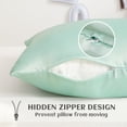 thumbnail image 4 of Satin Super Soft Toddler Pillowcases with Hidden Zipper Closure, Luxury and Silky Travel Pillow Covers, 13" x 18", Cyan, 2 Pack, 4 of 6