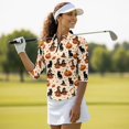 thumbnail image 4 of Aplkyhs Pumpkin Black Cat Golf Tennis Shirts 3/4 Sleeve Cloth Halloween Quarter Zip Lightweight with Collar Shirt Machine Washable for Golf,Tennis,Hiking,Running,Gym for Casual Wear, 4 of 7