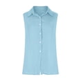 thumbnail image 4 of AherBiu Summer Tops for Women Sleeveless Button down Shirts Lapel V Neck Lightweight Casual Blouse, 4 of 7